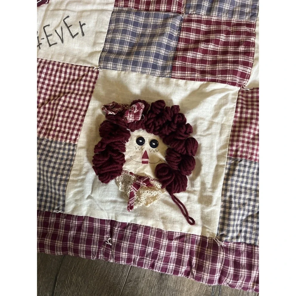 Patchwork‎ Quilt Blanket Friends Rag Doll Folk Art Rustic Decor